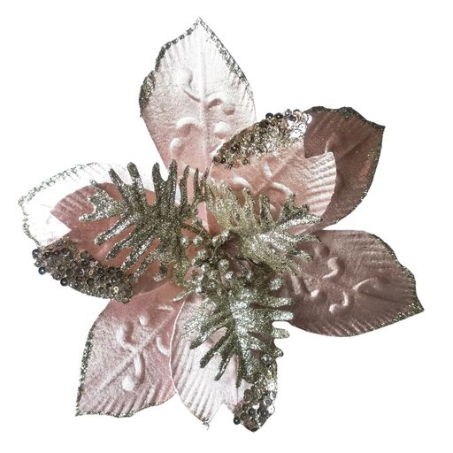 Clip on Poinsettia Pink Champagne Filigree