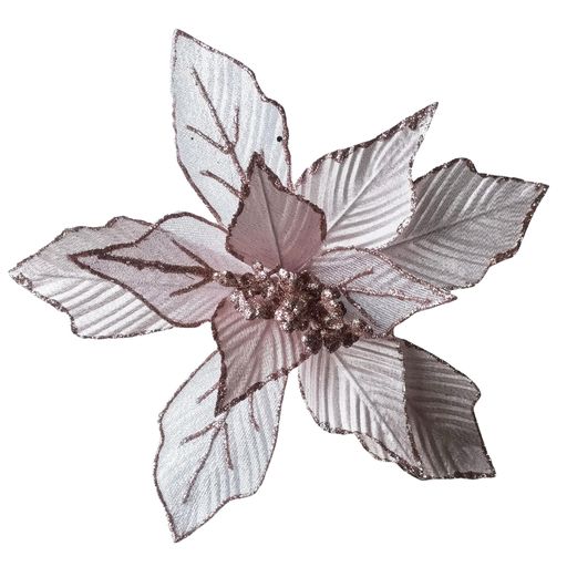 Clip on Poinsettia Pink Musk Glitter