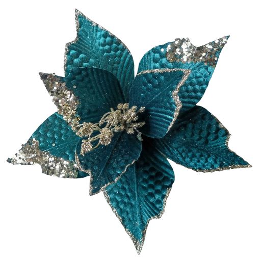 Clip on Poinsettia Peacock Champagne