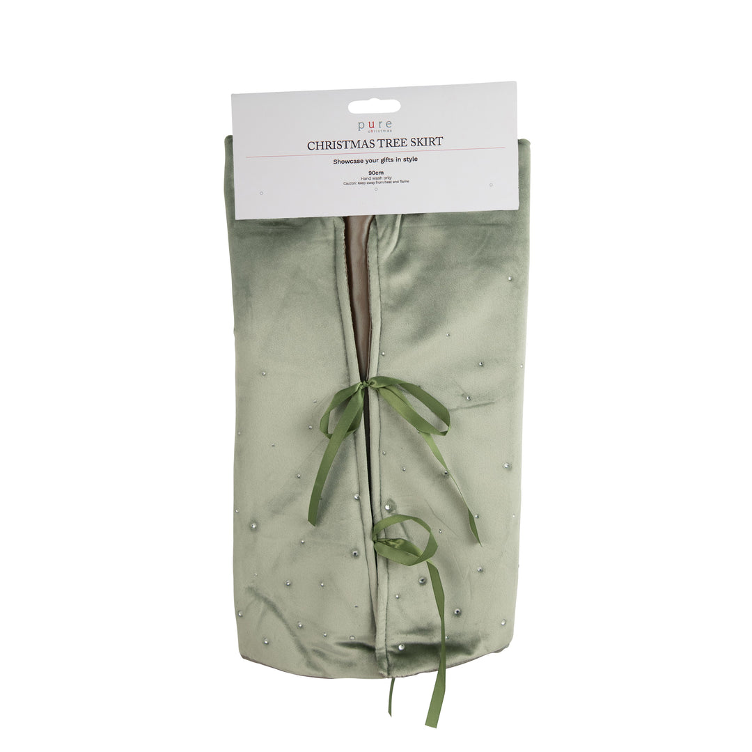 Velvet Diamonte Mint Tree Skirt