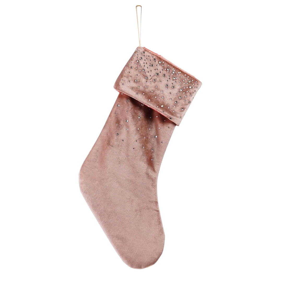 Velvet Diamonte Dark Pink Stocking