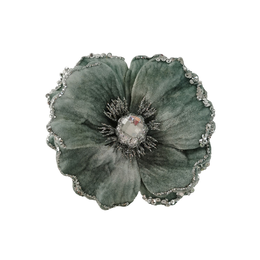 Clip on Fabric Magnolia Teal SIlver