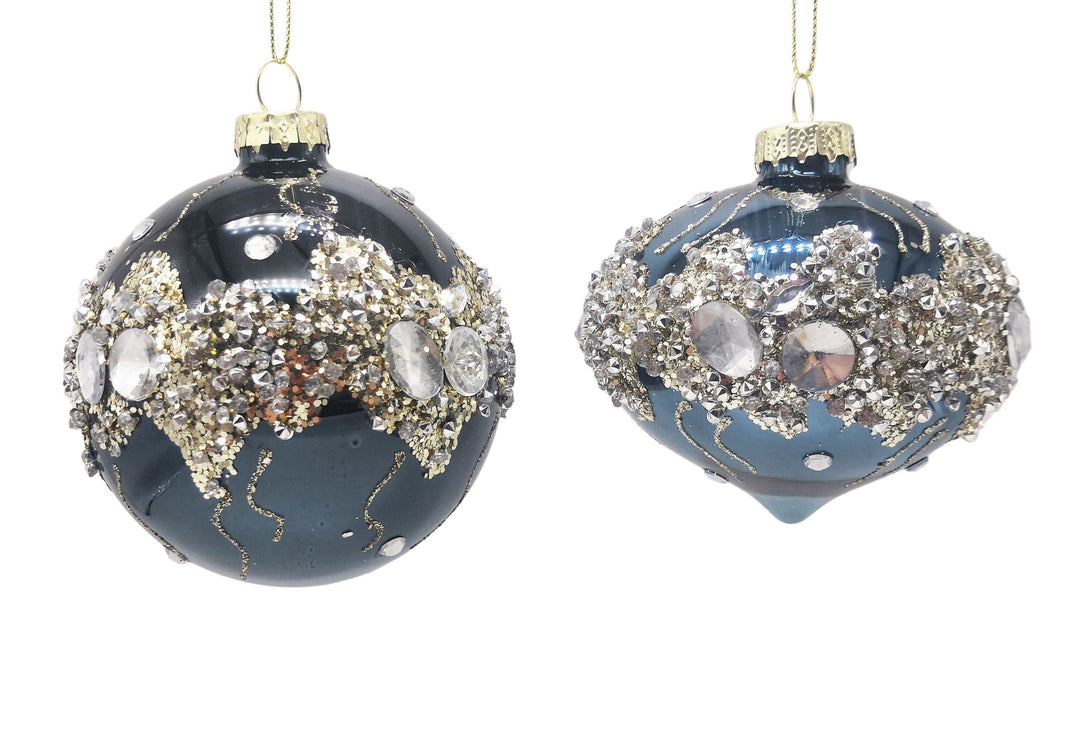 Blue Gold Band Bauble