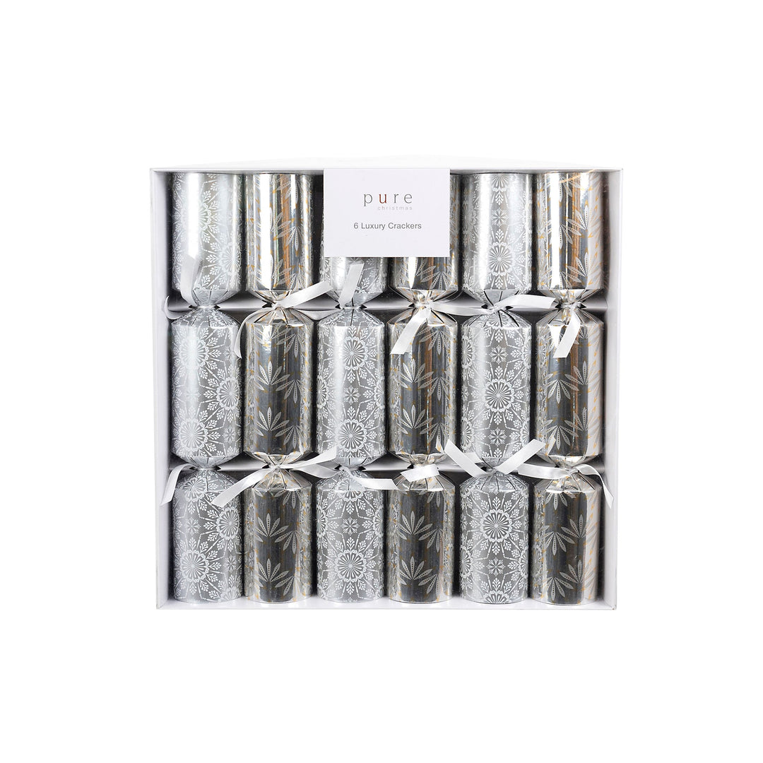Luxury Cracker Box 6 Silver Flower Petal