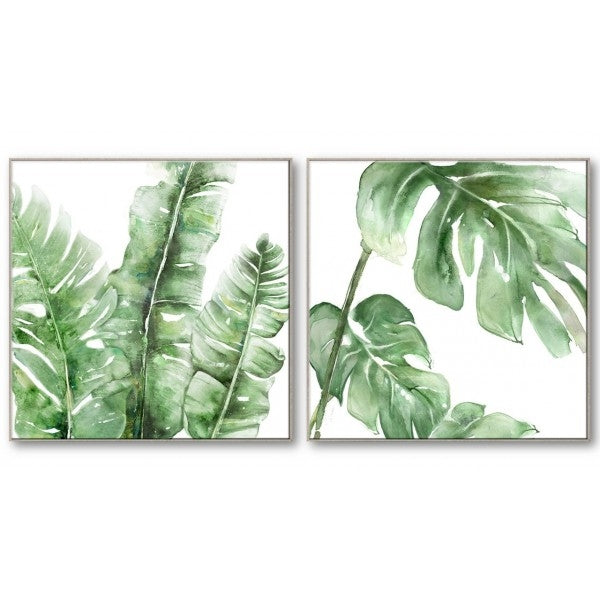 Green Palm Canvas Frame Set of 2