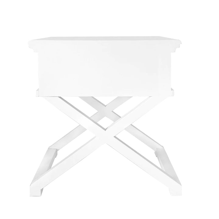 Sorrento White Bedside With Cross Legs