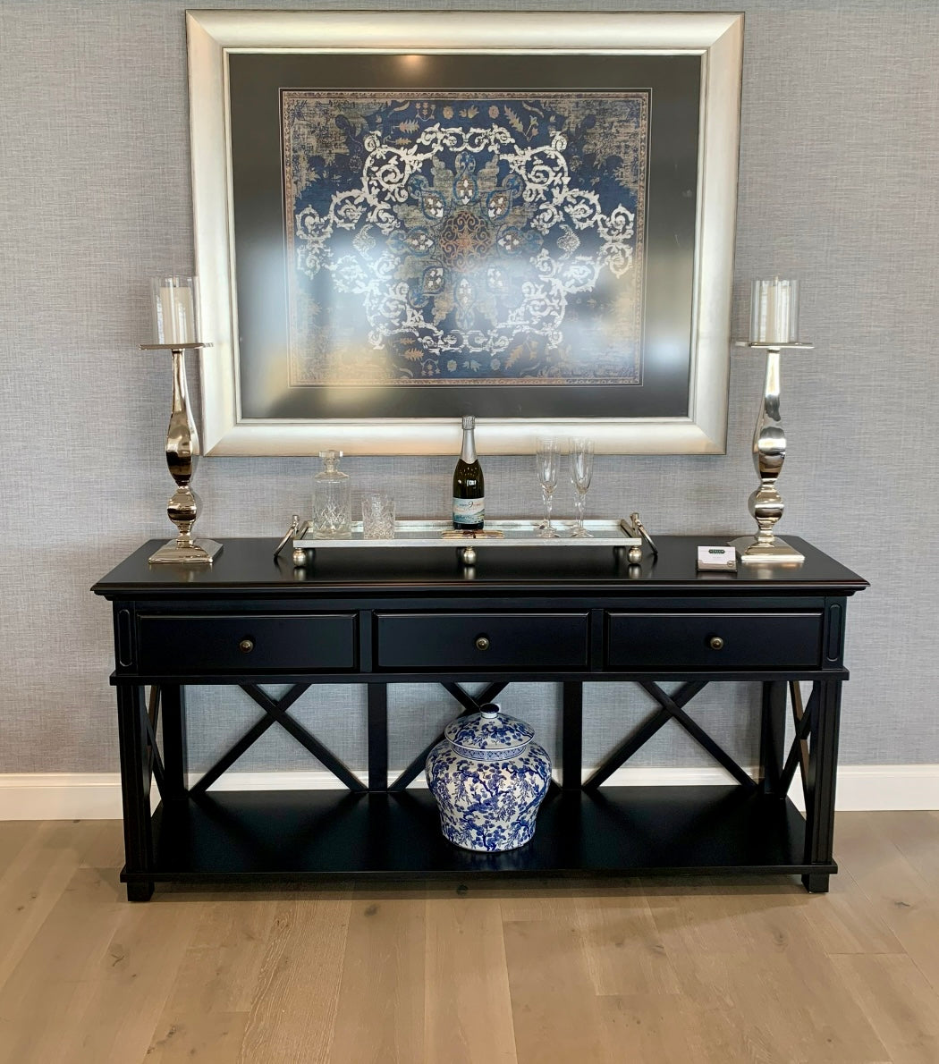 Sorrento Hamptons 3 Drawer 190cm Console Black FLOORSTOCK