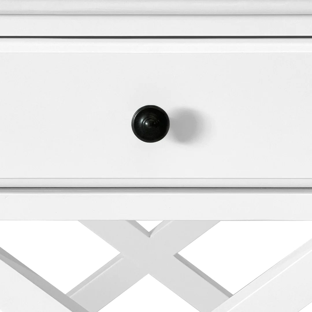 Sorrento White Bedside With Cross Legs