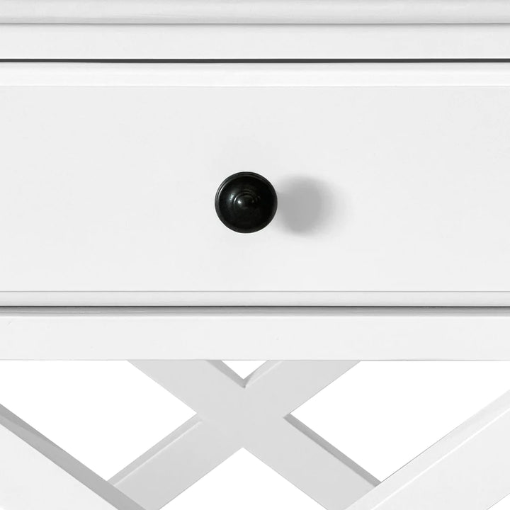 Sorrento White Bedside With Cross Legs