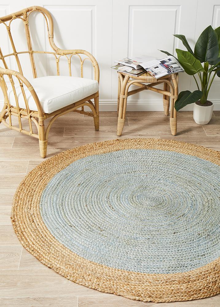 Seaside Blue Round Rug