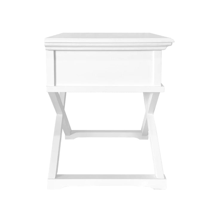 Sorrento White Bedside With Cross Legs