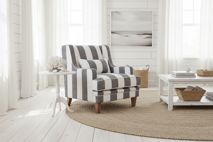 Bondi Hamptons Grey Stripe Armchair FLOORSTOCK