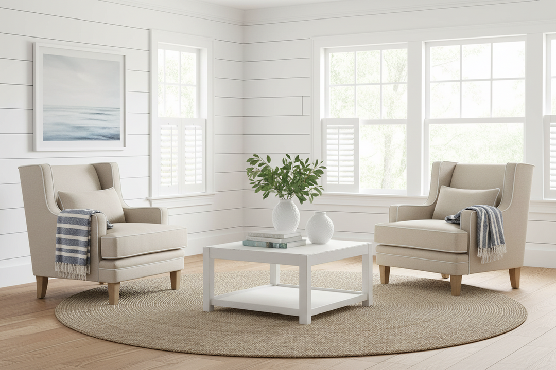 Bondi Hamptons Armchair Natural with White Piping