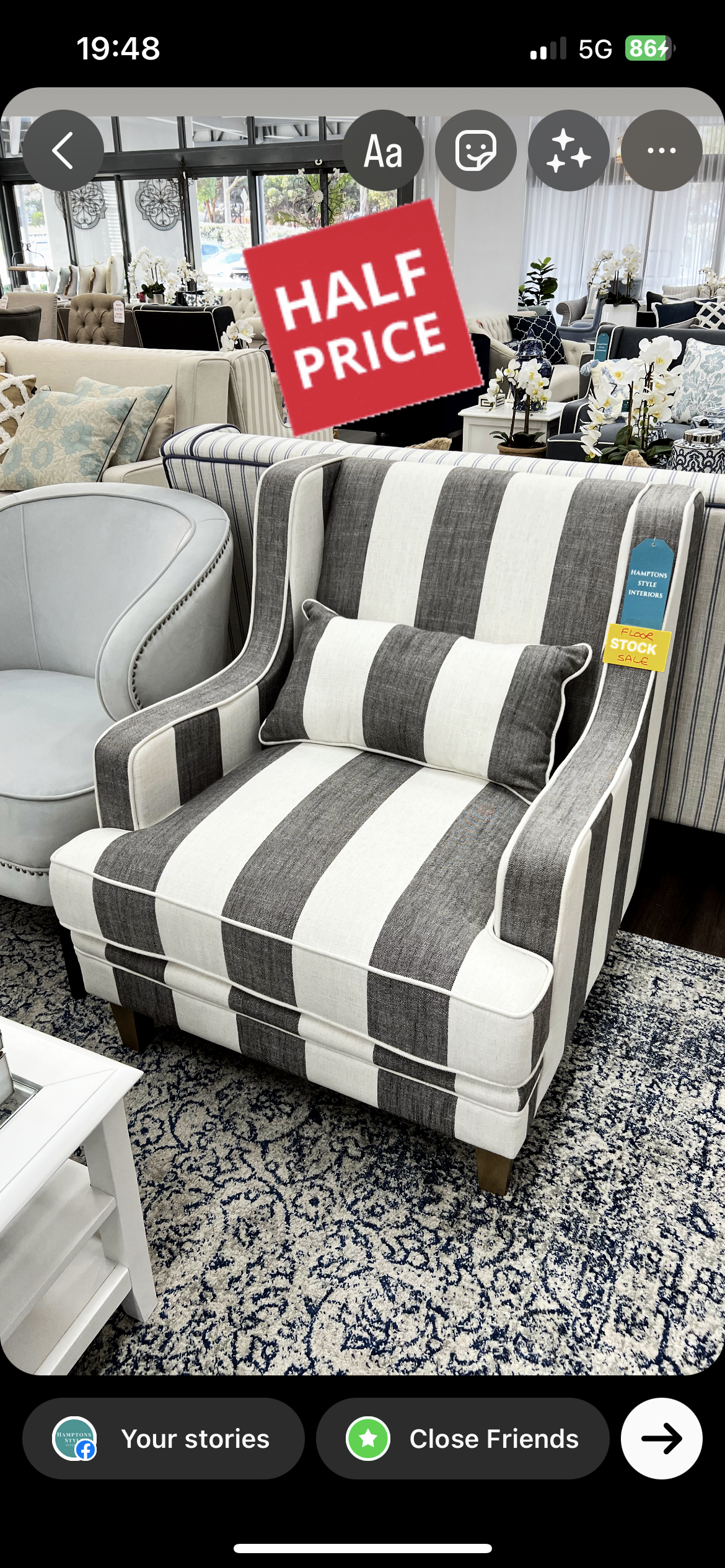 Grey and cheap white striped chair