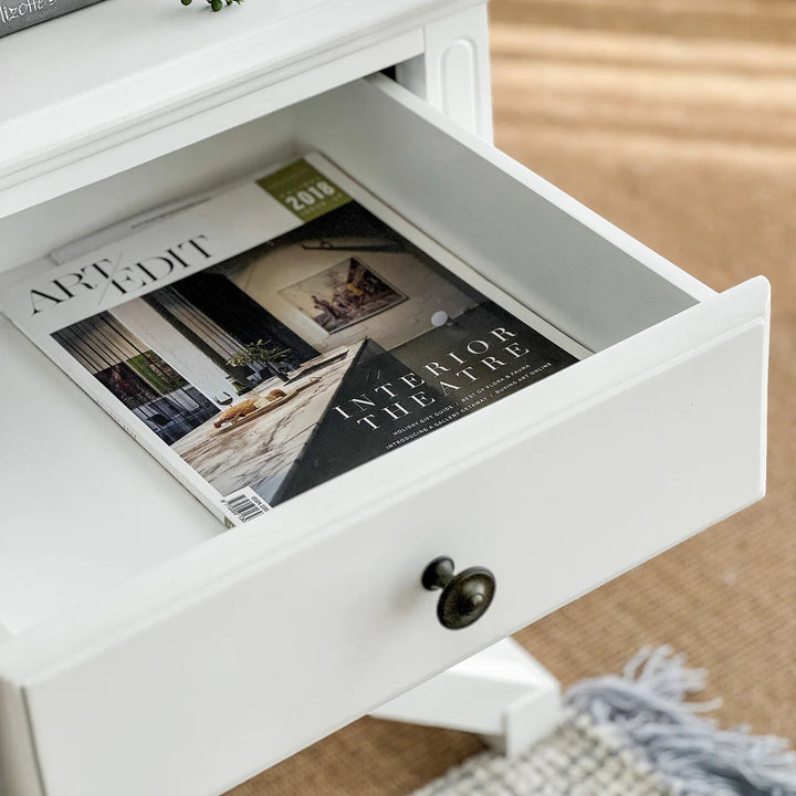 Sorrento White Bedside With Cross Legs