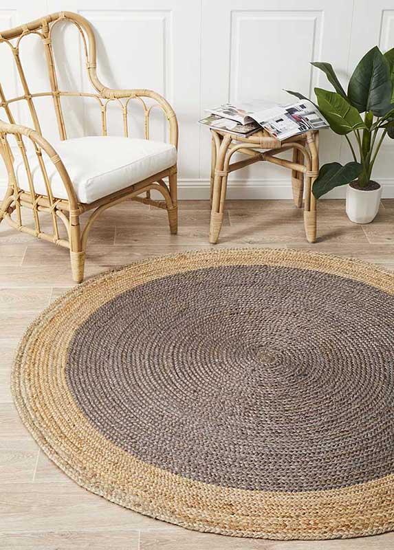 Seaside Charcoal Round Rug