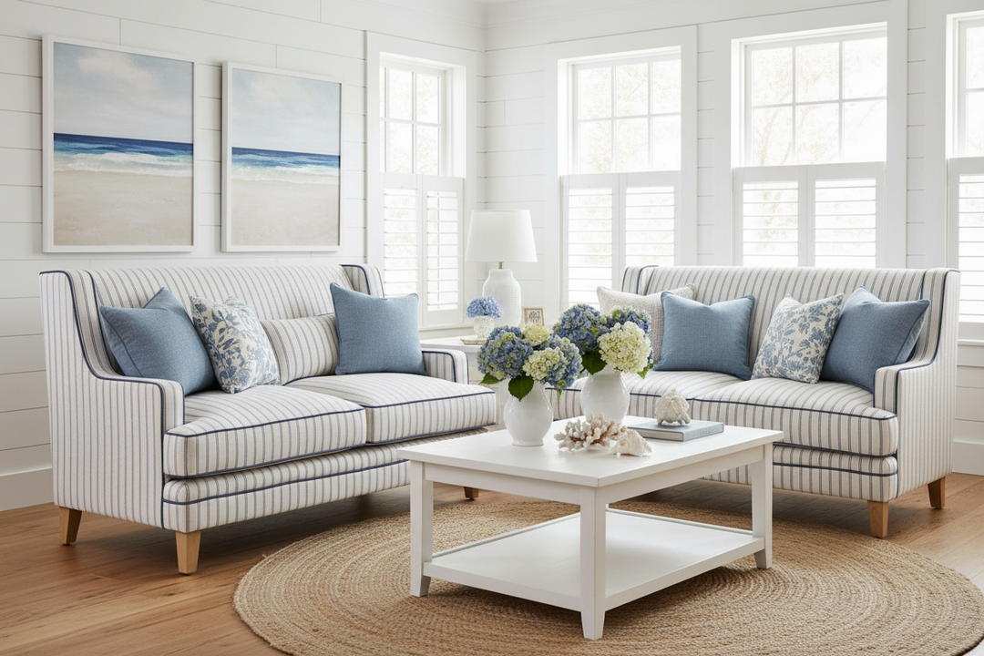 Bondi Hamptons  Pinstripe 2 Seater Sofa