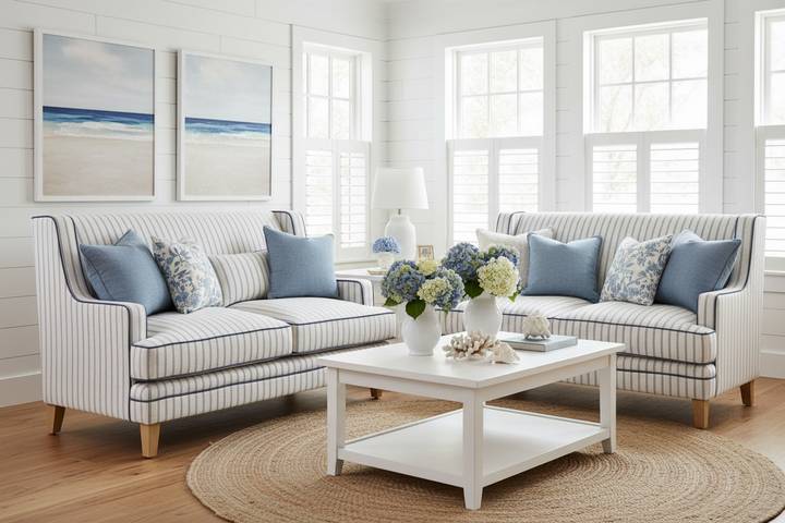 Bondi Hamptons  Pinstripe 2 Seater Sofa