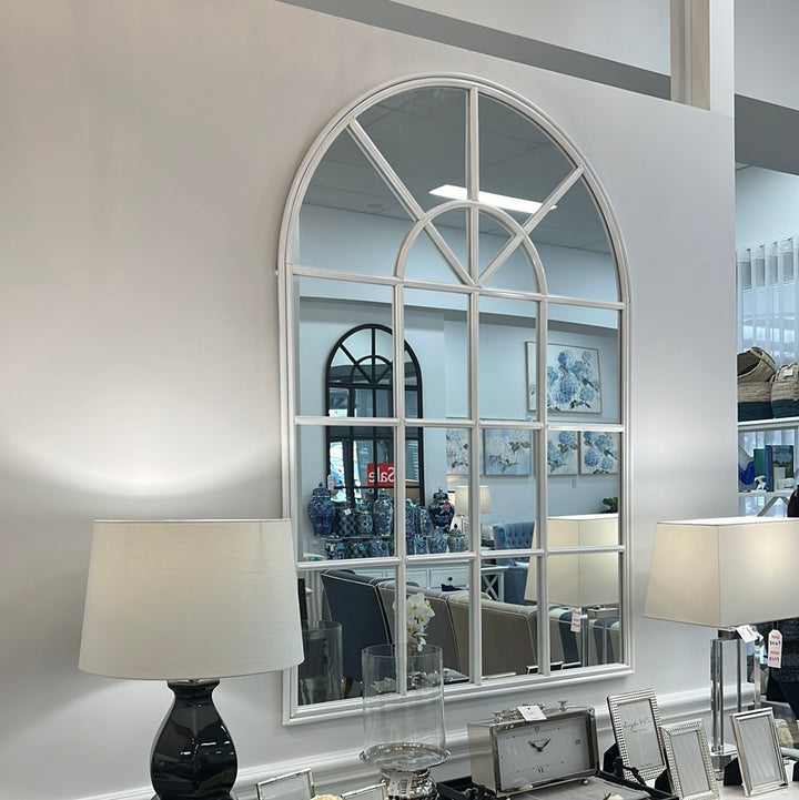 Hamptons White Iron Arch Mirror