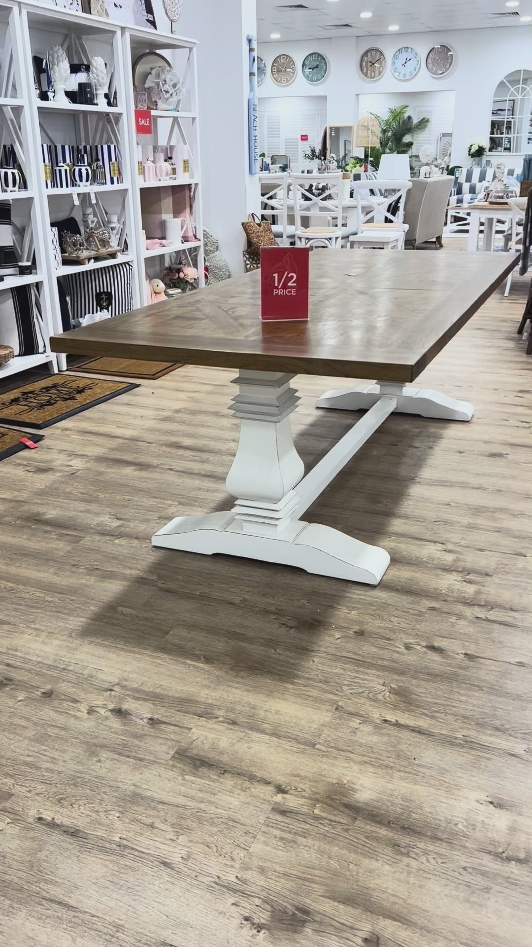 Hudson Hamptons Dining Table 245cm White Legs FLOORSTOCK OP