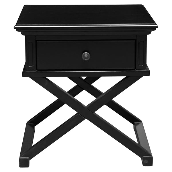 Sorrento Black Bedside With Cross Legs