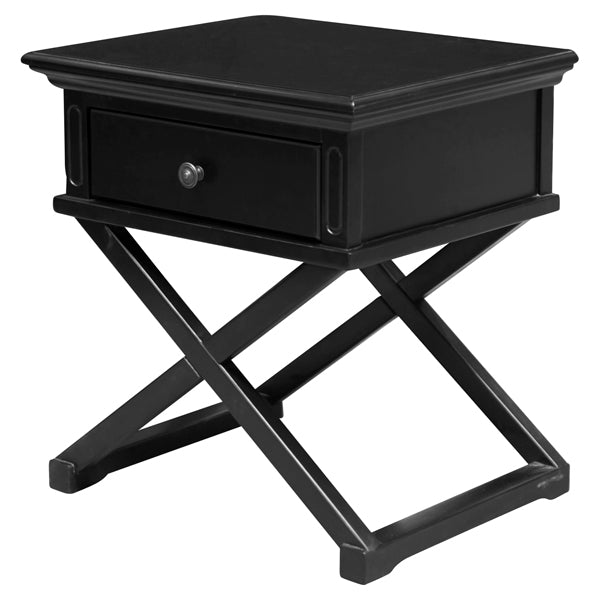 Sorrento Black Bedside With Cross Legs