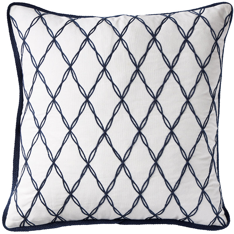 Hamptons Santorini Lattice Navy Cushion