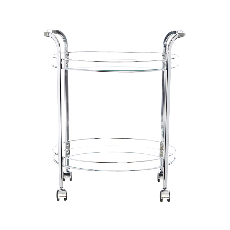 Smith Chrome Glass Oval Bar Cart