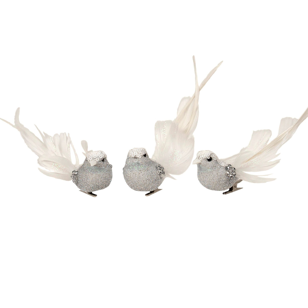 Feather Silver Bird with Beads