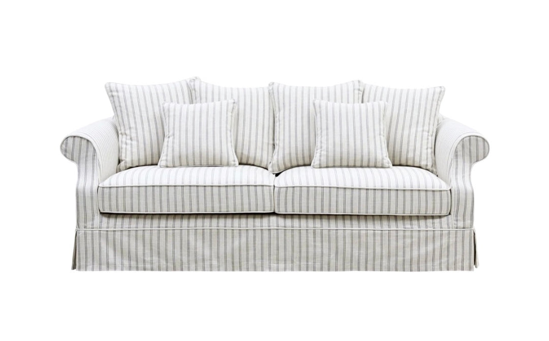 Ayla Hamptons 3 Seater Sofa Stone Stripe