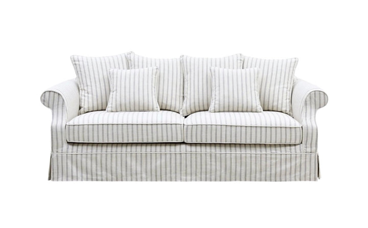 Ayla Hamptons 3 Seater Sofa Stone Stripe