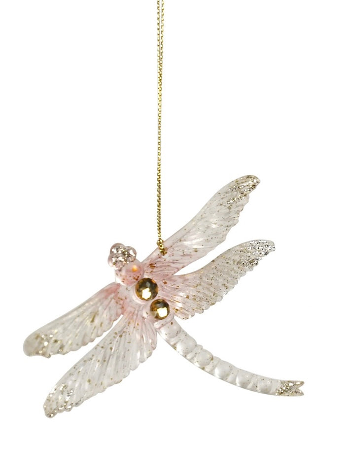 Plastic Pink Gold Clear Dragonfly
