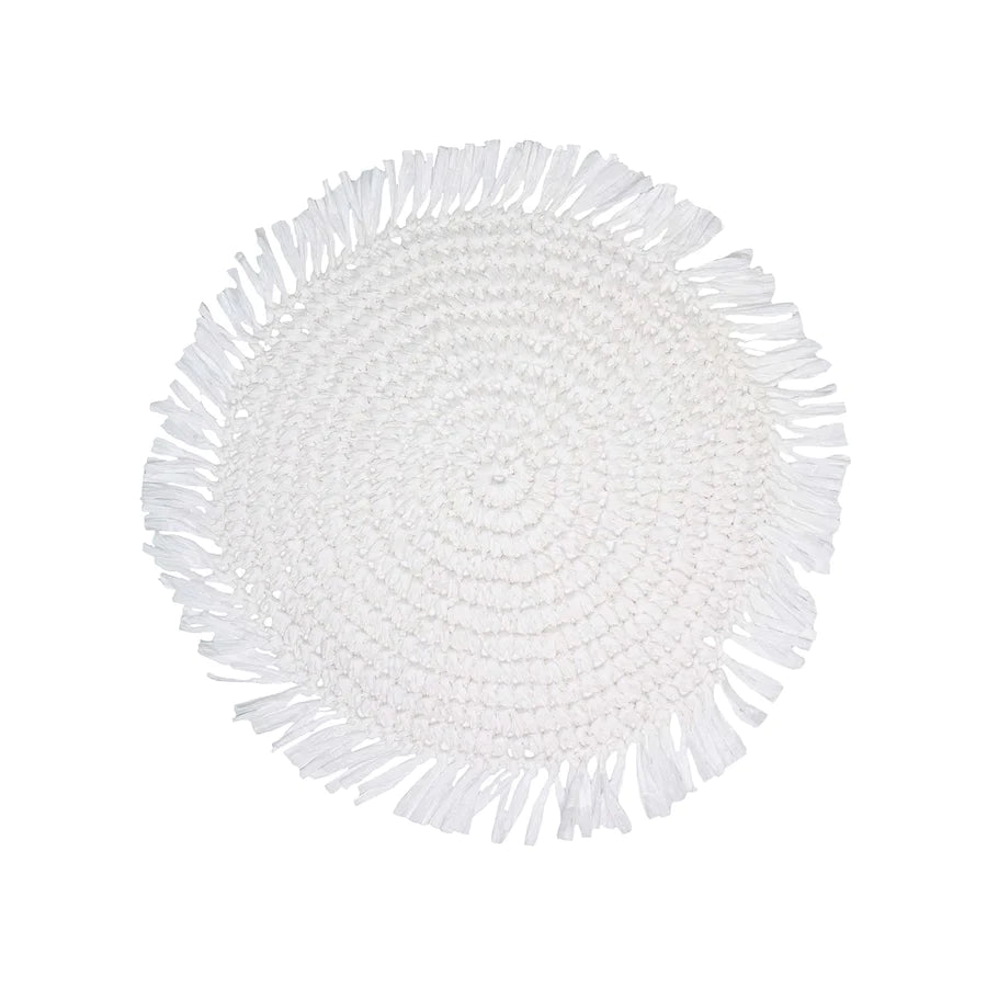 White Fringe Round Placemat