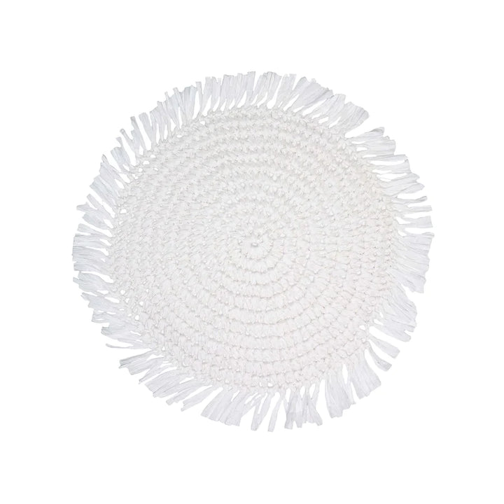 White Fringe Round Placemat