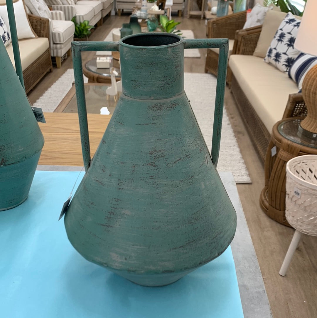 Green metal urn