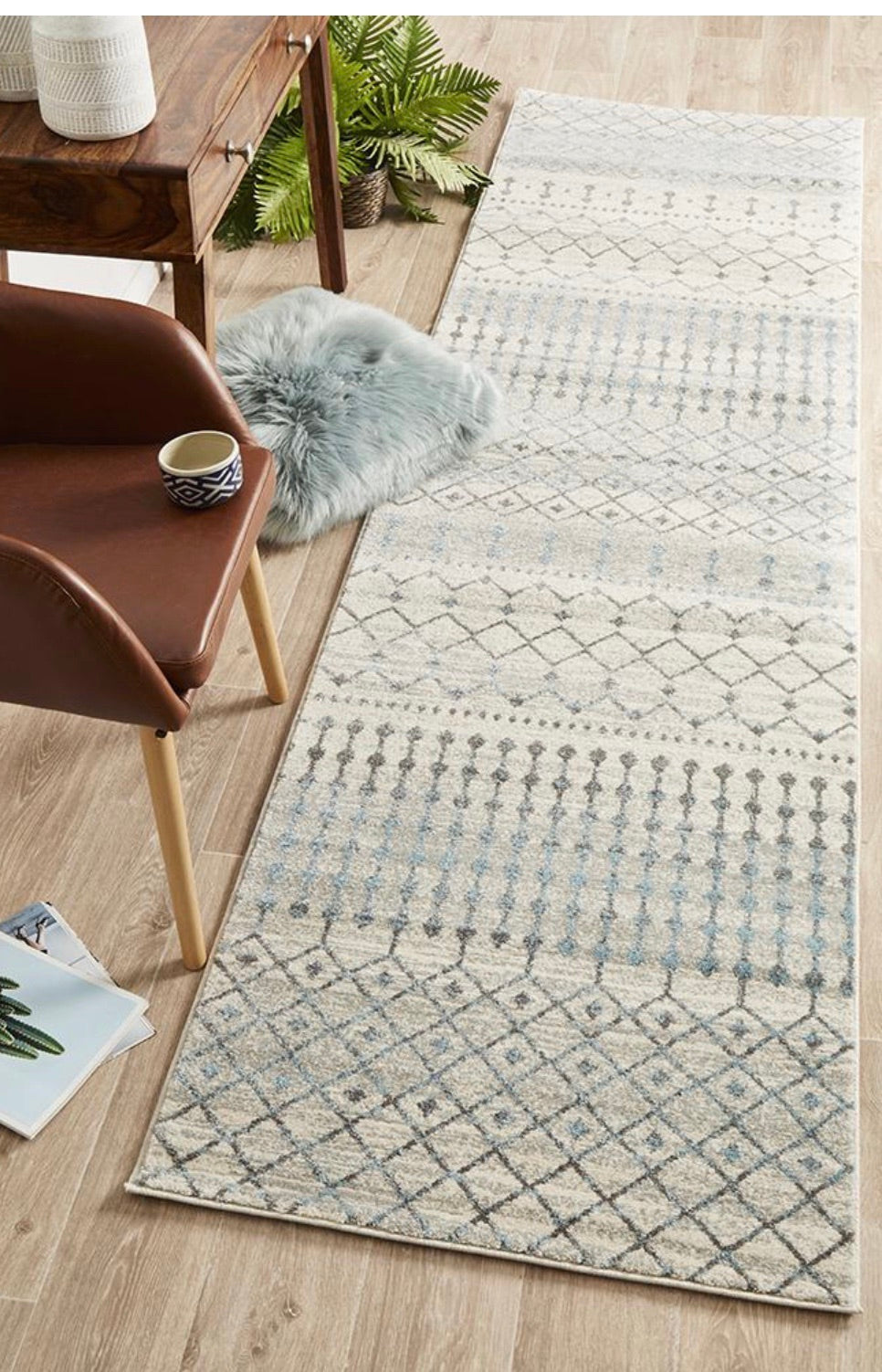 Hamptons White Teal Rug