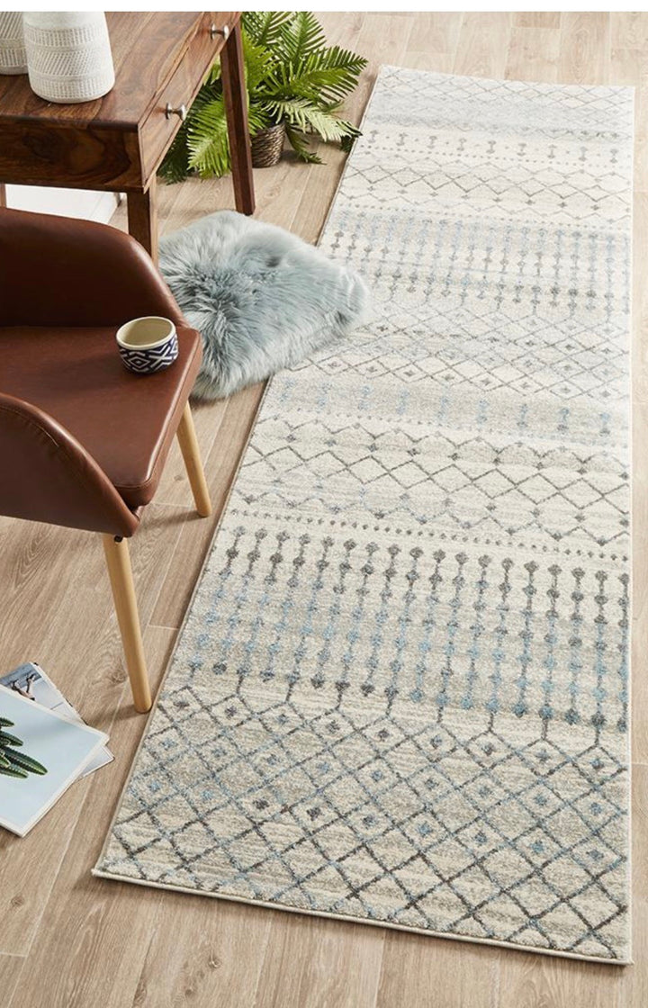 Hamptons White Teal Rug