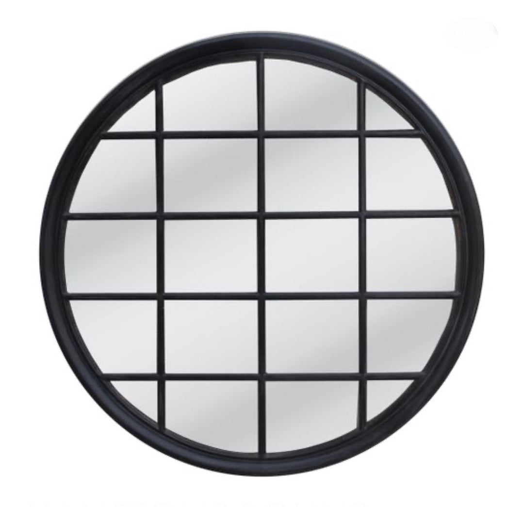 Hamptons Black Round Mirror