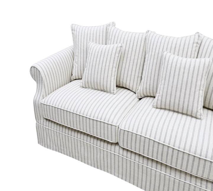 Ayla Hamptons 2 Seater Sofa Stone Stripe