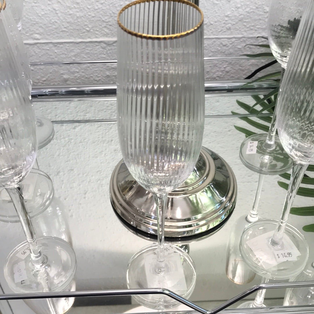 Champagne glasses gold rimmed