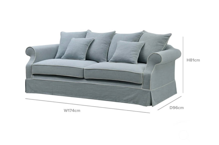 Ayla Hamptons 3 Seater Sofa Duck Egg