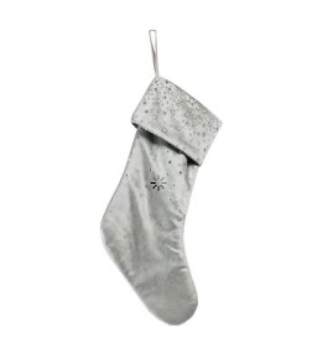 Velvet Diamonte Silver Stocking