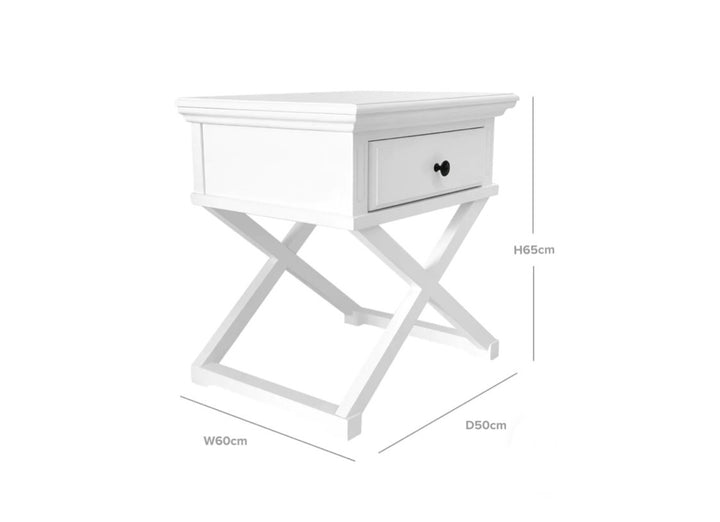 Sorrento White Bedside With Cross Legs