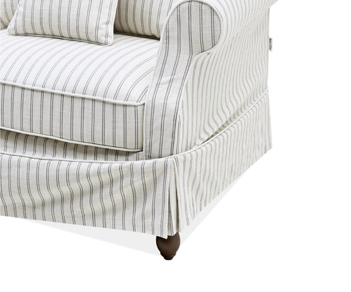 Ayla Hamptons 3 Seater Sofa Stone Stripe