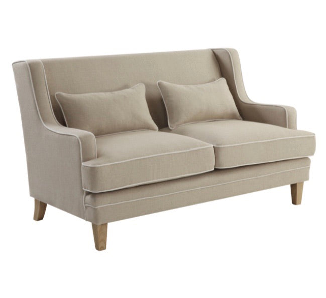 Hudson 2 Seater Sofa Natural with White Piping FLOORSTOCK