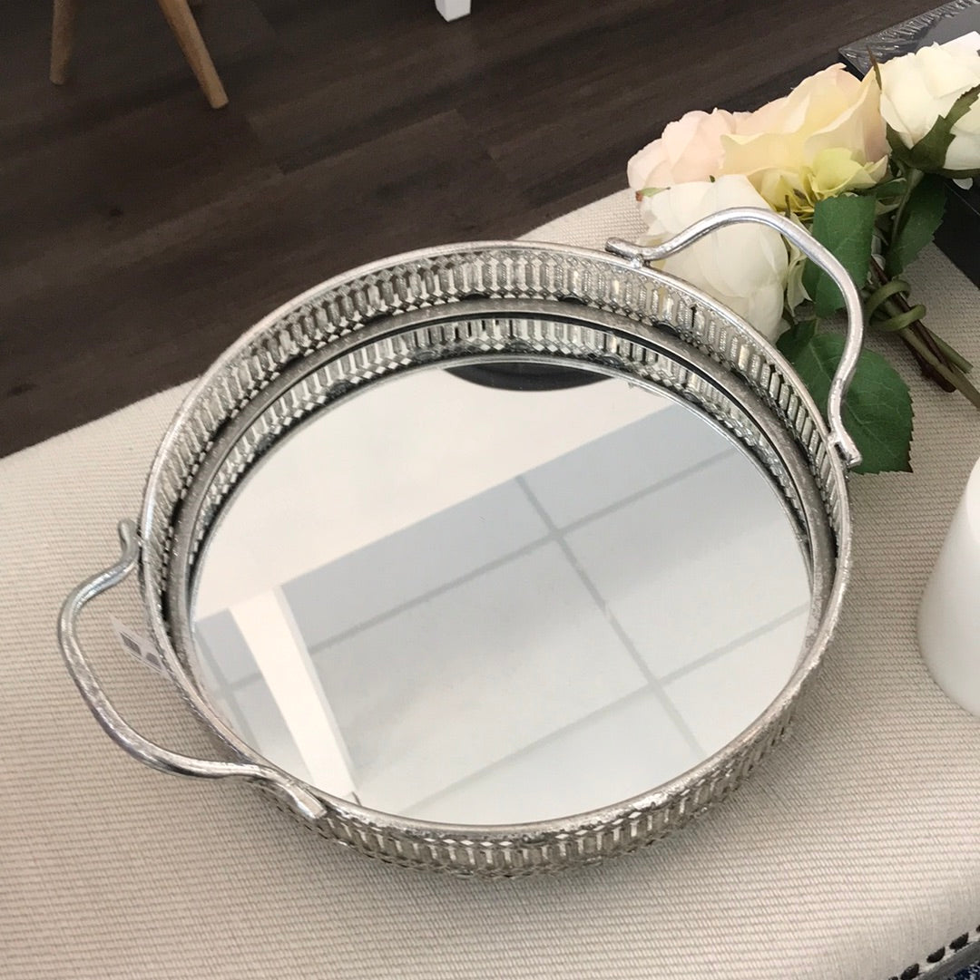 Silver Handle Mirror Tray