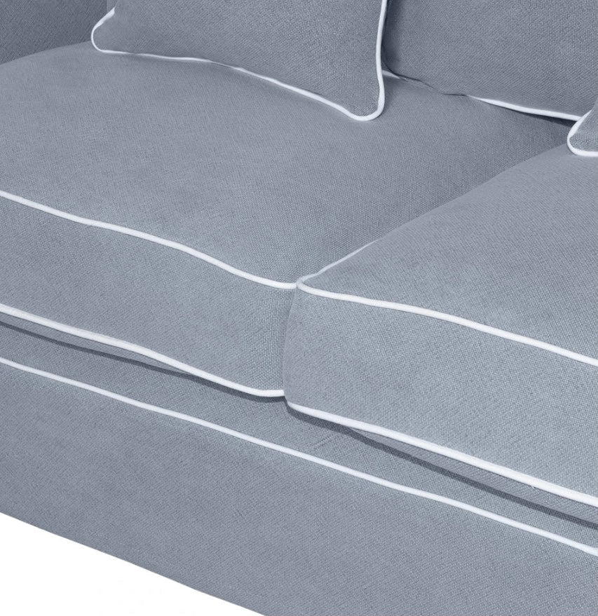 Grey sofa deals with white piping