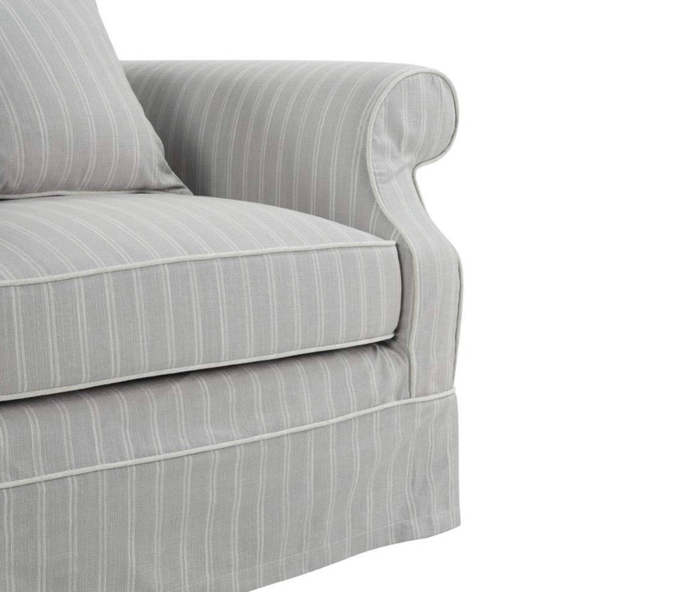 Ayla Hamptons 3 Seater Sofa Silvergrey Stripe