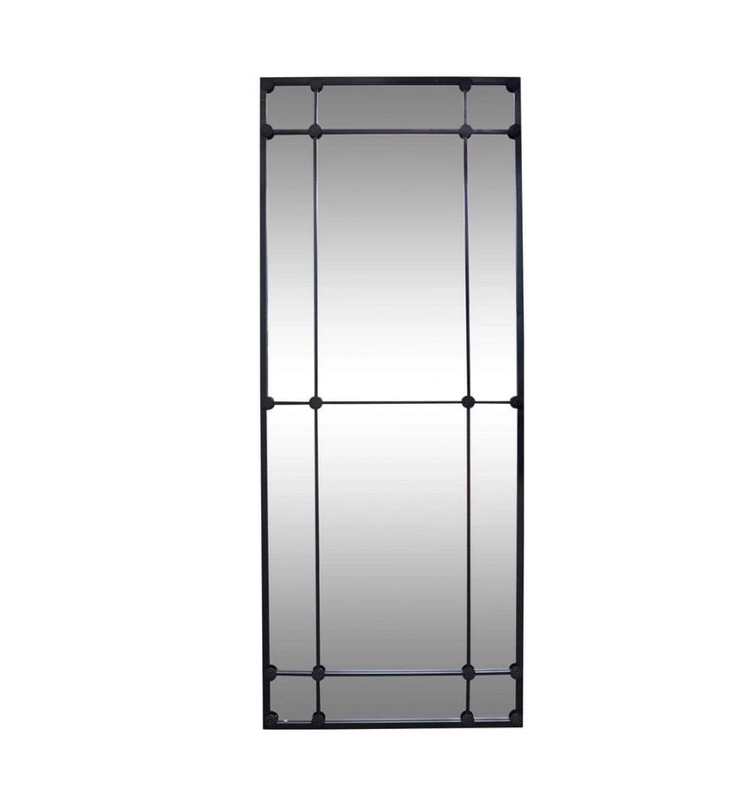 12 Pane Black Rectangle Mirror