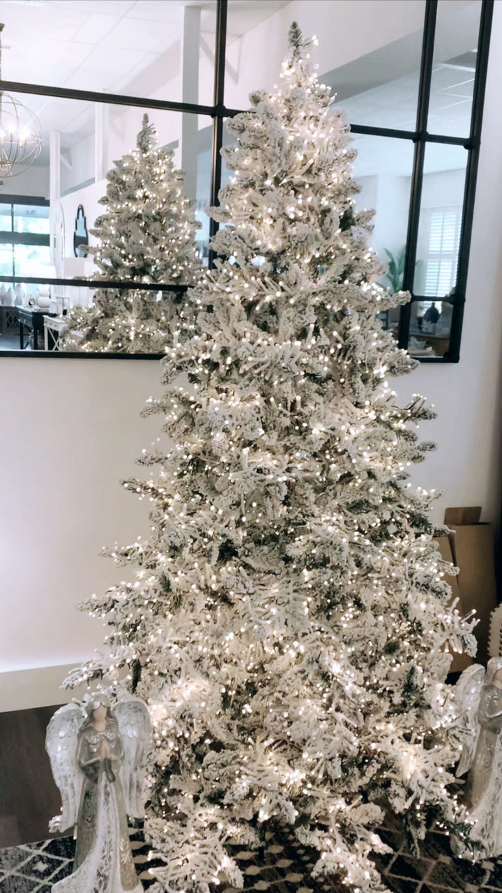 Hampton Flocked Pre Lit Snow Tree 215CM